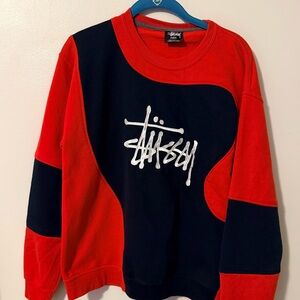 Vintage Reworked Stussy Crewneck Red and Navy